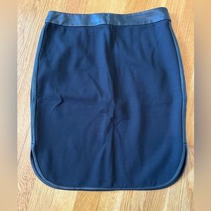 LOFT Black Skirt with leather piping and leather waist